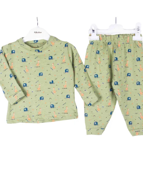 Giraffe Green Full Sleeve Pj Set