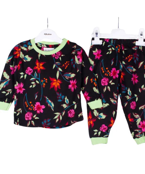 Floral Black Full Sleeve Pj Set