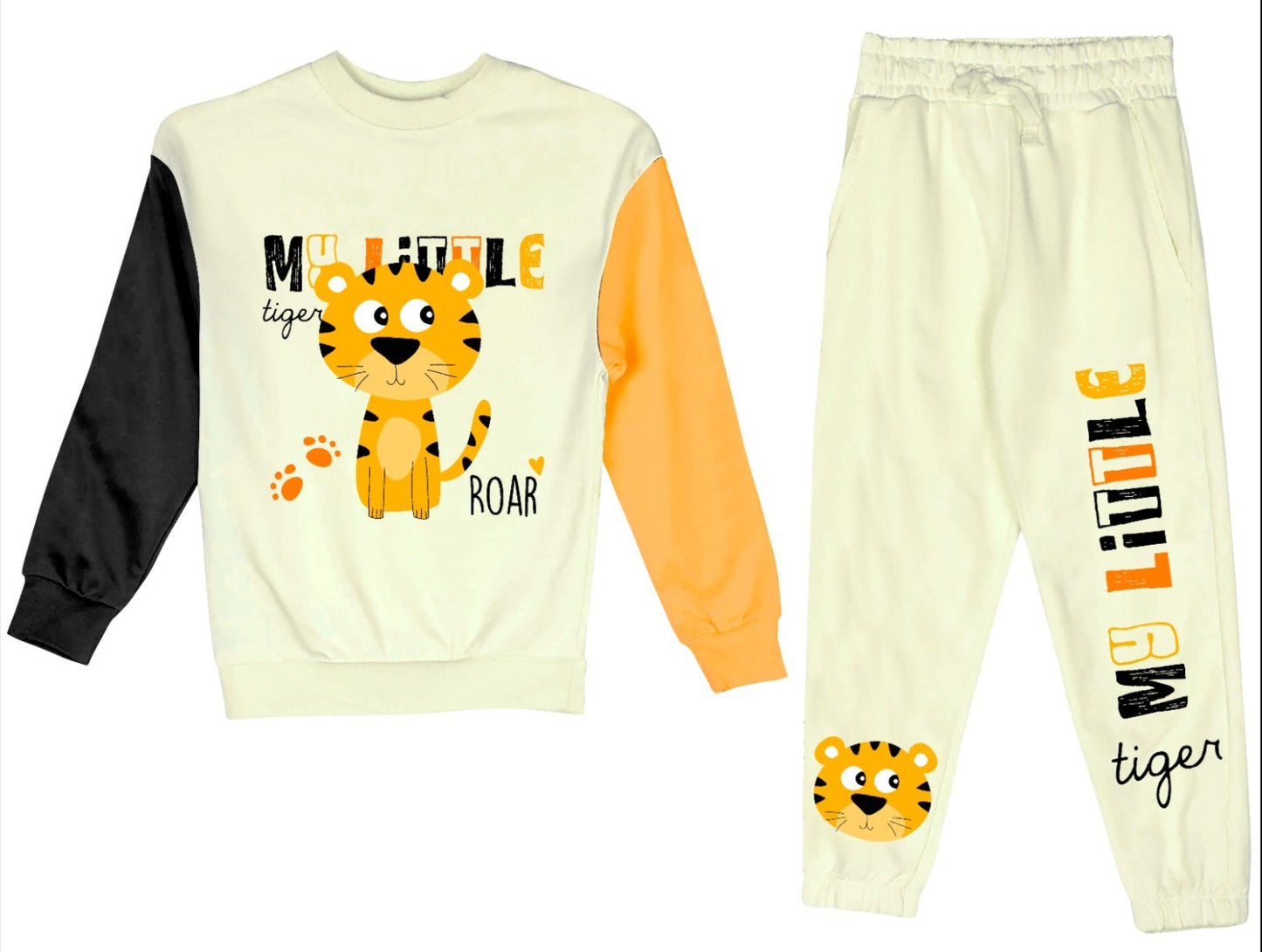 Cream Little Tiger Full Sleeve Pj Set