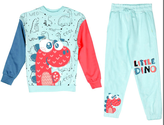 Blue Little Dino Full Sleeve Pj Set